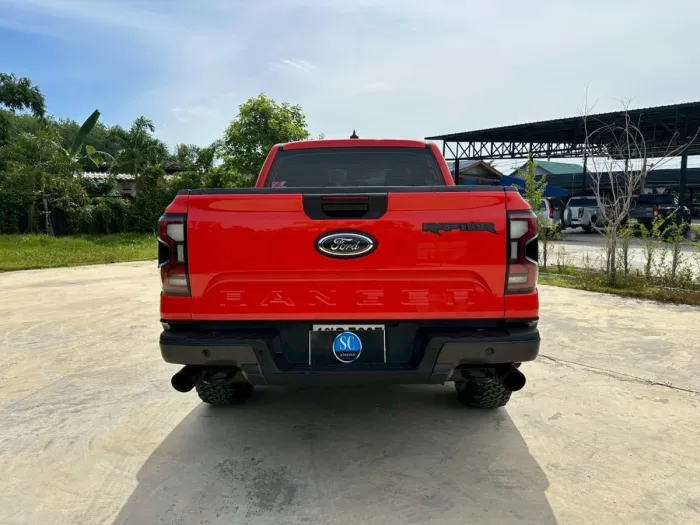 Front view of Ford Ranger Raptor 2.0 Bi-Turbo year 2023 red color used car in Hatyai รูปที่ 9