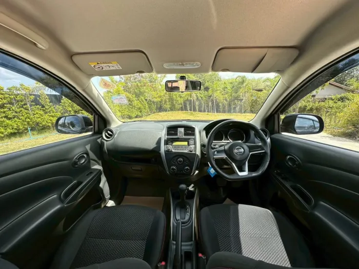 Front view of Nissan Almera 1.2 E Sportech year 2020 black color used car in Hatyai รูปที่ 16