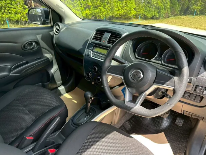 Front view of Nissan Almera 1.2 E Sportech year 2020 black color used car in Hatyai รูปที่ 14