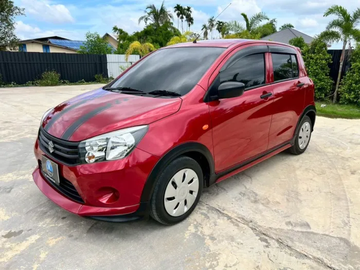 Front view of Suzuki Celerio 1.0 GL CVT year 2021 red color used car in Hatyai